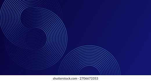 Modern glowing geometric lines on dark background. Elegant shiny blue rounded lines pattern art