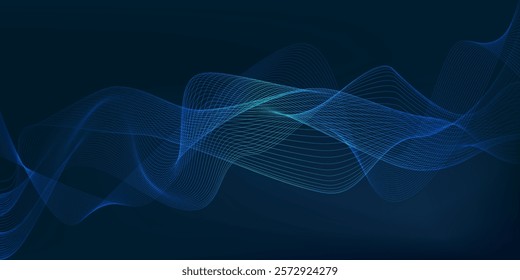 Modern glowing wavy lines, Moving lines design element and dynamic shapes, Futuristic technology background concept. Vector illustration
