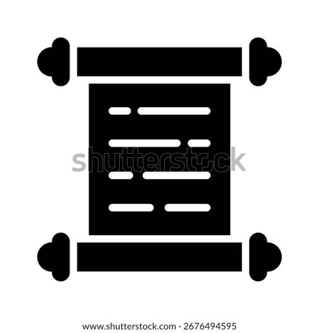 Modern glyph icon of ancient rolled parchment scroll