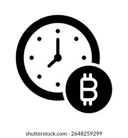 A modern glyph icon of bitcoin instalment payment
