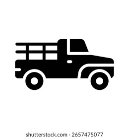 Un moderno icono de glifo de un vehículo pickup compacto
