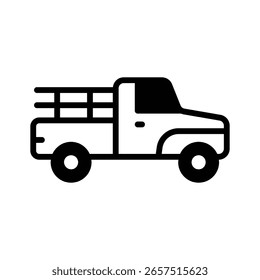 Un moderno icono de glifo de un vehículo pickup compacto