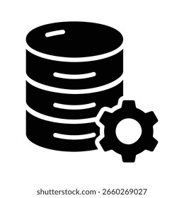 Un moderno icono de glifo del panel de administración de bases de datos