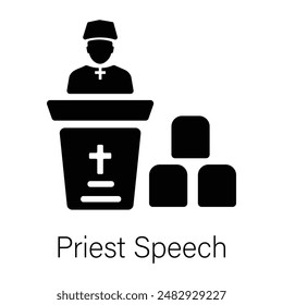 Modern glyph icon depicting priest speech 