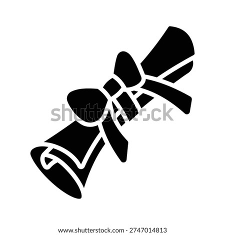 Modern glyph icon of diploma scroll, graduation and academic achievement