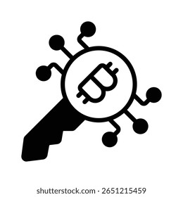 Ein modernes Glyphensymbol eines verschlüsselten Bitcoin-Schlüssels
