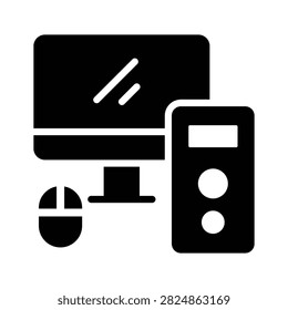 Modern glyph icon featuring computer game for esports.