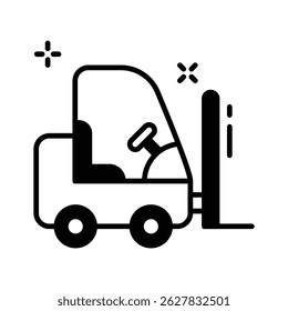 A modern glyph icon of forklift lifting