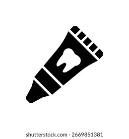 Modern glyph icon of mint toothpaste tube