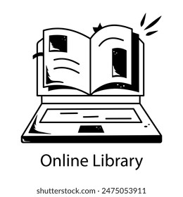 Modern glyph icon of an online library 