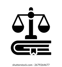 Un icono de glifo moderno de un libro de leyes abierto
