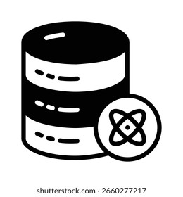 Un icono de glifo moderno de registro de base de datos de investigación