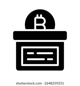 Un moderno icono de glifo de guardar la caja de criptografía