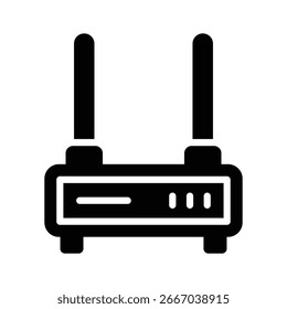 Um ícone de glifo moderno de roteador de Internet sem fio