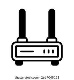 Um ícone de glifo moderno de roteador de Internet sem fio