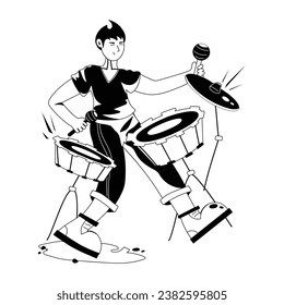 Modern glyph illustration of a drummer 