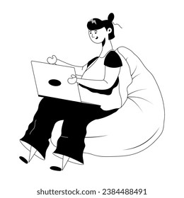 Modern glyph illustration of remote employee 