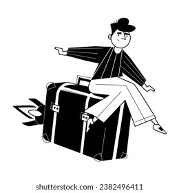 Modern glyph illustration of travel suitcase 