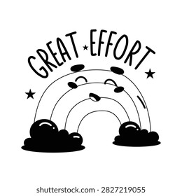 A modern glyph sticker appreciating dedication, effort, determination,