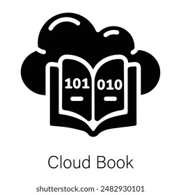 Modern glyph style icon of a cloud book 