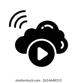 A modern glyph style icon of cloud streaming media
