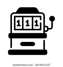 A modern glyph style icon of lucky slot machine game