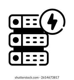 Modern glyph style icon of server power technology