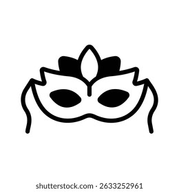 Modern glyph style icon showing a masquerade mask