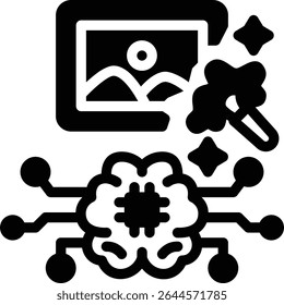 Modern glyph symbol for AI inpainting, used to fix or fill parts of an image. Relevant for restoration, creative edits, or generative fill tasks.