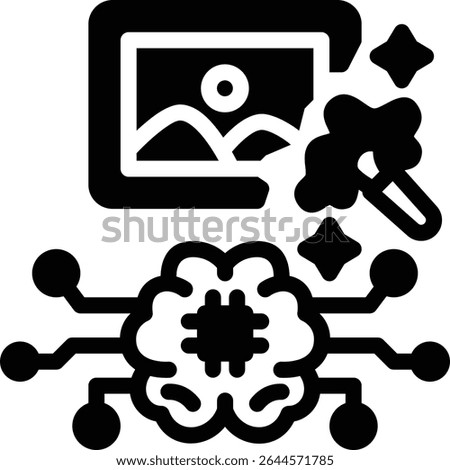 Modern glyph symbol for AI inpainting, used to fix or fill parts of an image. Relevant for restoration, creative edits, or generative fill tasks.