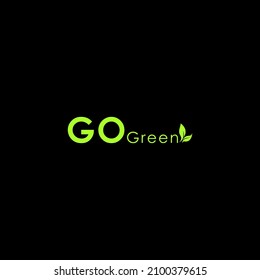 Modern Go Green Eco Logo with green leaf on dark background. EPS10