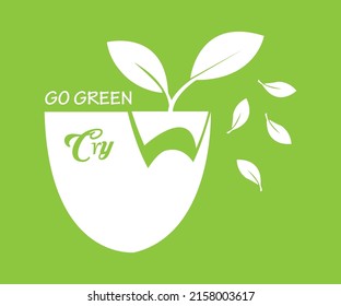 Modern Go Green Environment Label Logo Illustration