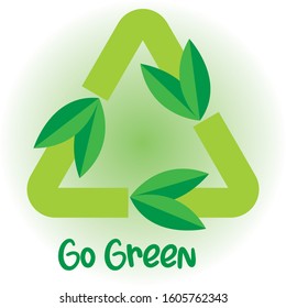 Modern Go Green recycled Logo with leaf Vector illustration