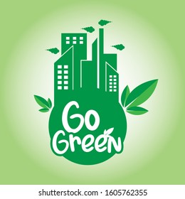 Modern Go Green transforms cities into greening vector illustration label logos