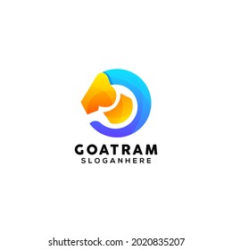 modern goat ram logo design template