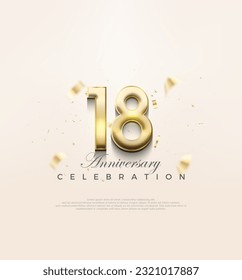 Modern gold 18th anniversary, Premium design to celebrate a birthday. Premium vector background for greeting and celebration.