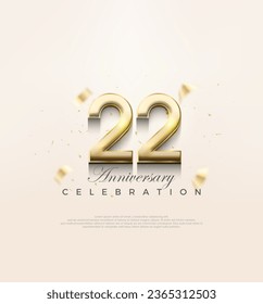 Modern gold 22nd anniversary, Premium design to celebrate a birthday. Premium vector background for greeting and celebration.