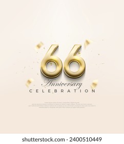 Modern gold 66th anniversary, Premium design to celebrate a birthday. Premium vector background for greeting and celebration.
