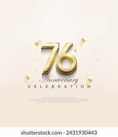 Modern gold 76th anniversary, Premium design to celebrate a birthday. Premium vector background for greeting and celebration.