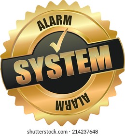 Modern Gold Alarm System Vector Eps10 Badge Sign