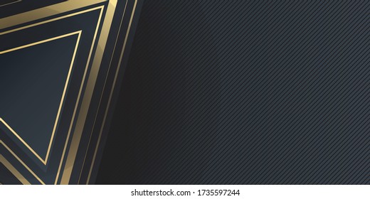 Modern gold black abstract triangle shiny gradient background for presentation design