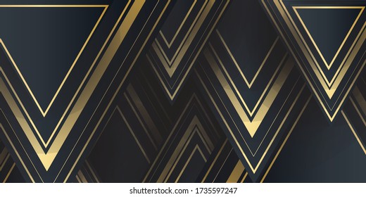 Modern gold black abstract triangle shiny gradient background for presentation design