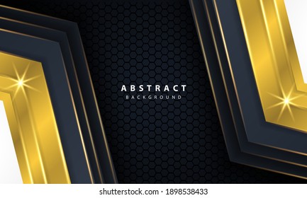 Modern gold black background with 3D Overlap layers effect.