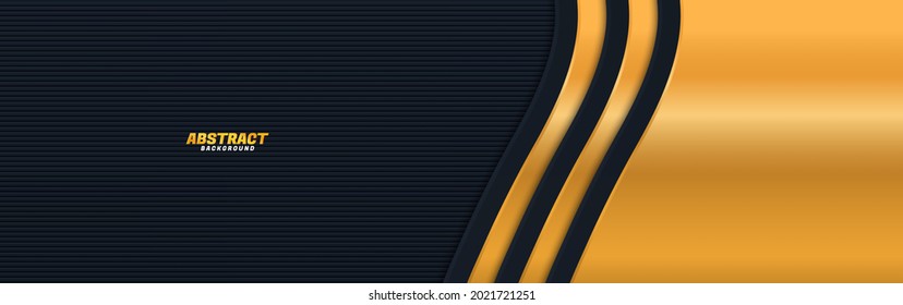 Modern gold black background with 3D Overlap layers effect.