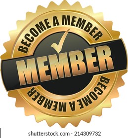 modern gold black become a member vector eps10 badge sign