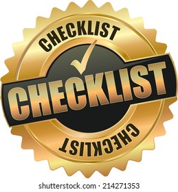 modern gold black checklist vector eps10 badge sign