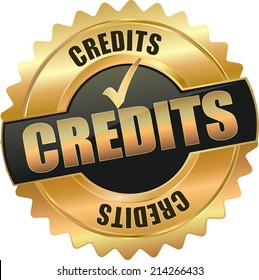 modern gold black credits vector eps10 badge sign