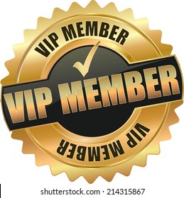 modern gold black vip member vector eps10 badge sign