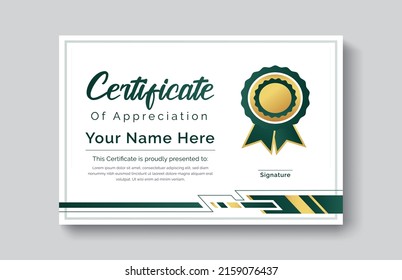 Modern gold certificate appreciation achievement template award achievement clean creative certificate recognition excellence certificate border completion template certificate design template