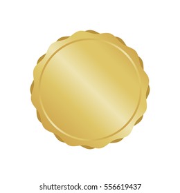 Modern gold circle metal badge, label and design elements. Vector illustration